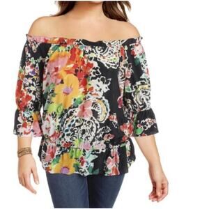 Lauren Ralph Lauren Multicolor Floral Ordisty Printed Blouse Sz 1X NWT Boho